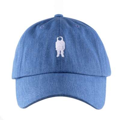 Unisex demin unstructured low profile blue dad hat with pre curved visor