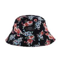 Outdoor Fashion Floral Printing Black Cotton Digital Printed Bucket Hat