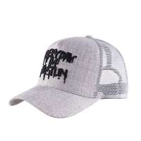 BSCI Gray 3D Letter Embroidery Mesh Hat Trucker Cap